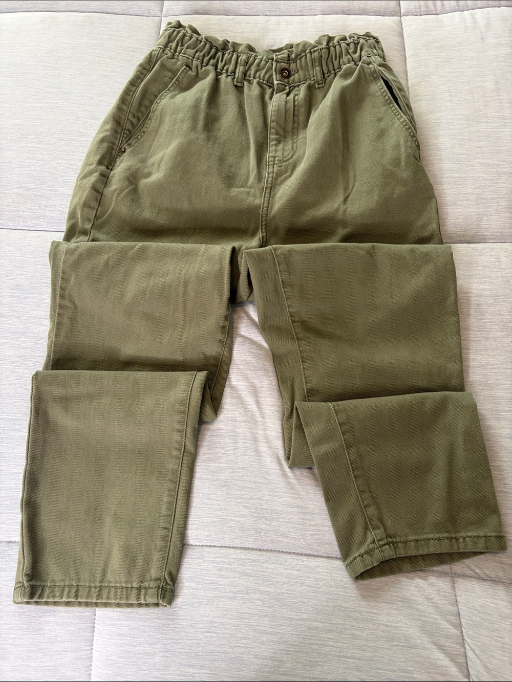 7 For All Mankind Olive Green paper Bag Waist Size 28